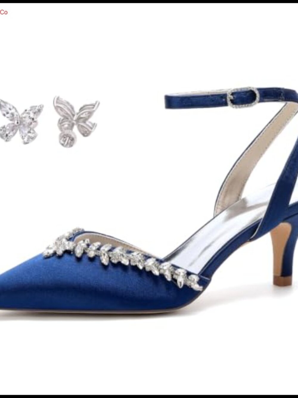 Satin Kitten Heel D'Orsay Dress Shoes with Ankle Strap